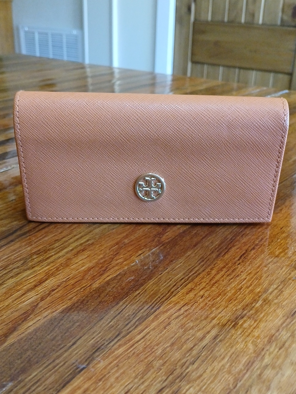 Tory Burch Eye/Sunglasses Case - Peachy Orange with Gold Logo